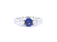 Gouden ring met diamant en een blauwe saffier - afbeelding 6 van  9