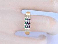 Gouden ring met diamant en multicolour edelstenen - afbeelding 3 van  10
