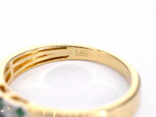 Gouden ring met diamant en multicolour edelstenen - afbeelding 2 van  10