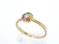 Gouden ring met diamant en multicolour saffieren - afbeelding 5 van  11