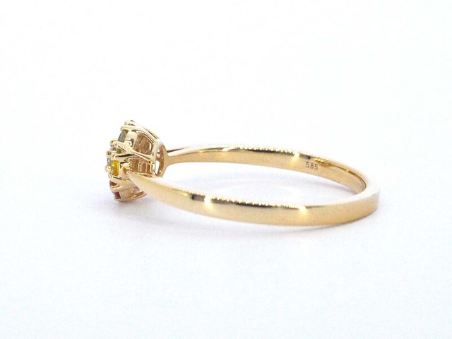 Gouden ring met diamant en multicolour saffieren - afbeelding 6 van  11