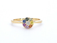 Gouden ring met diamant en multicolour saffieren - afbeelding 8 van  11