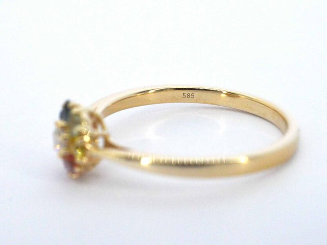 Gouden ring met diamant en multicolour saffieren - afbeelding 11 van  11