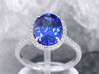 Gouden ring met diamant en tanzaniet - afbeelding 1 van  10