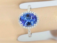 Gouden ring met diamant en tanzaniet - afbeelding 3 van  10