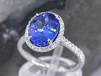 Gouden ring met diamant en tanzaniet - afbeelding 4 van  10