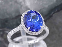 Gouden ring met diamant en tanzaniet - afbeelding 5 van  10