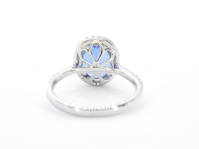 Gouden ring met diamant en tanzaniet - afbeelding 7 van  10