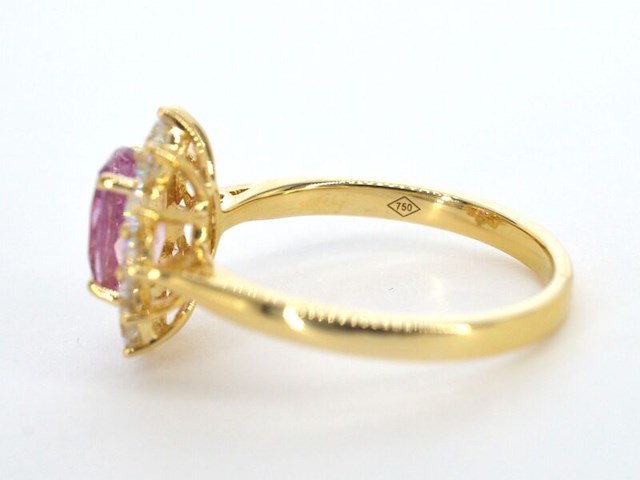 Gouden ring met diamanten en 1.53 carat pink sapphire - afbeelding 2 van  12