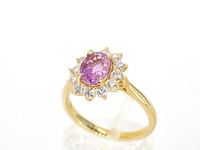 Gouden ring met diamanten en 1.53 carat pink sapphire - afbeelding 6 van  12