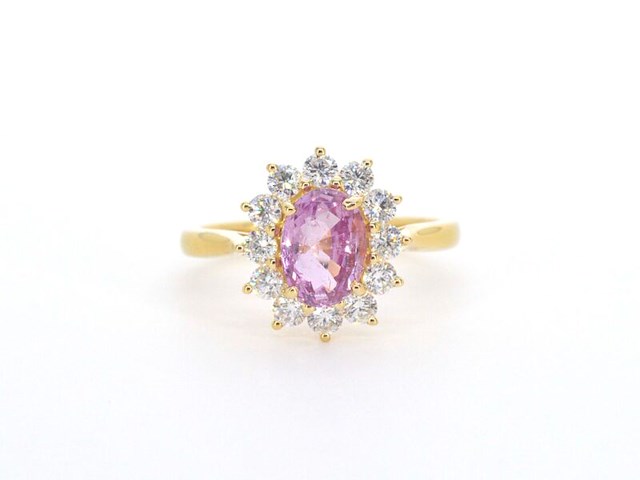 Gouden ring met diamanten en 1.53 carat pink sapphire - afbeelding 9 van  12