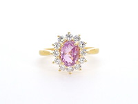 Gouden ring met diamanten en 1.53 carat pink sapphire - afbeelding 9 van  12