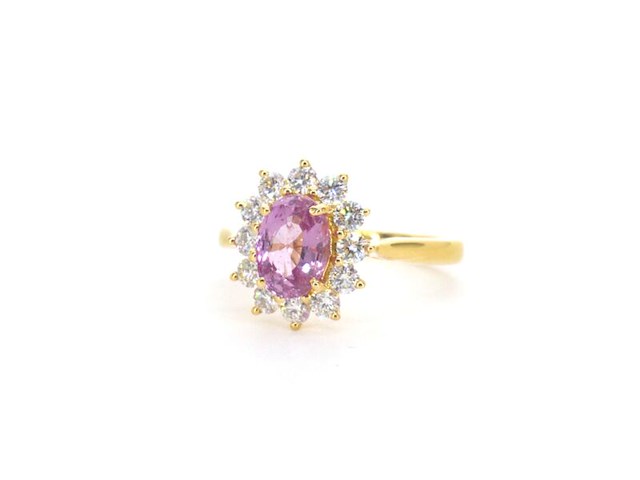 Gouden ring met diamanten en 1.53 carat pink sapphire - afbeelding 11 van  12