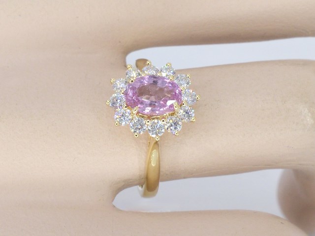 Gouden ring met diamanten en 1.53 carat pink sapphire - afbeelding 12 van  12