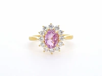 Gouden ring met diamanten en 1.53 carat pink sapphire - afbeelding 9 van  12