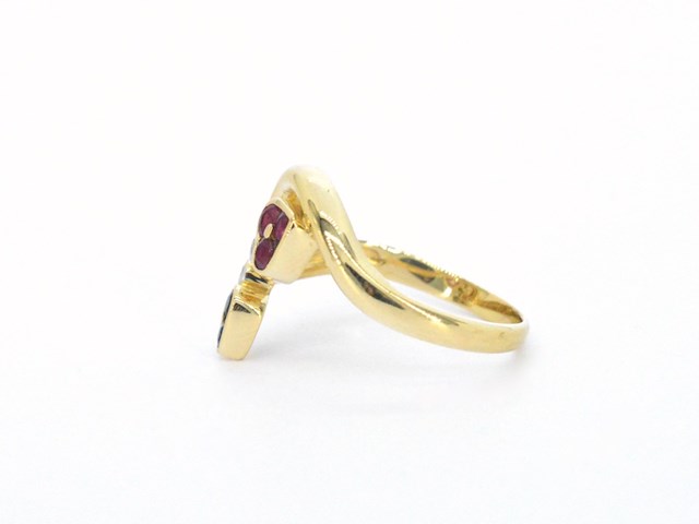 Gouden ring met diamanten en edelstenen - afbeelding 7 van  11