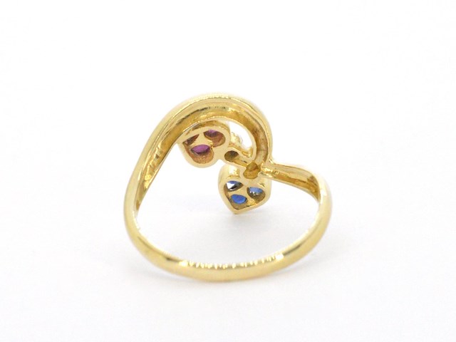 Gouden ring met diamanten en edelstenen - afbeelding 9 van  11
