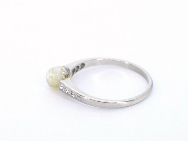 Gouden ring met diamanten en een orient parel - afbeelding 5 van  7