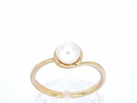 Gouden ring met diamanten en een parel - afbeelding 8 van  11