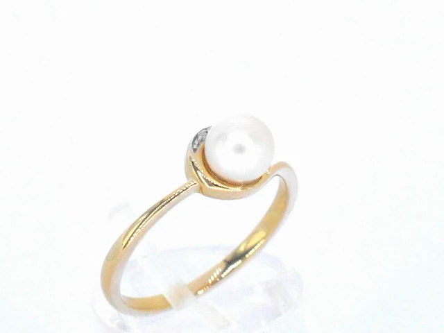 Gouden ring met diamanten en een parel - afbeelding 6 van  11