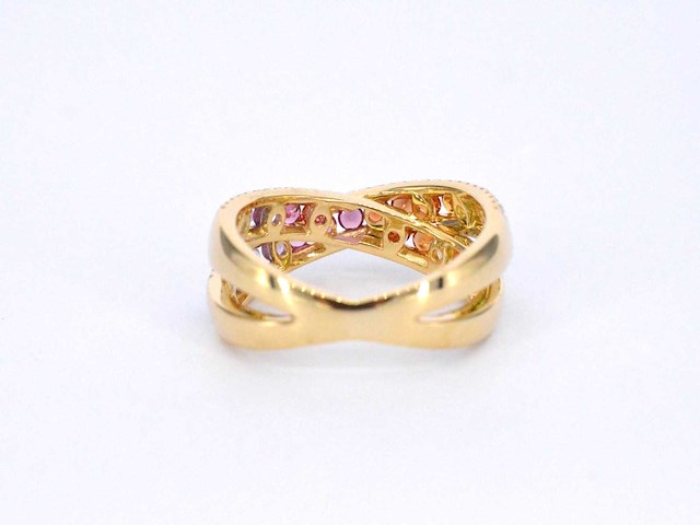 Gouden ring met diamanten en multicolour saffieren - afbeelding 10 van  11