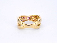 Gouden ring met diamanten en multicolour saffieren - afbeelding 10 van  11