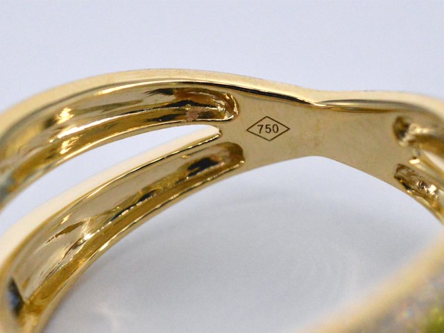 Gouden ring met diamanten en multicolour saffieren - afbeelding 2 van  12