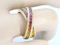 Gouden ring met diamanten en multicolour saffieren - afbeelding 3 van  10