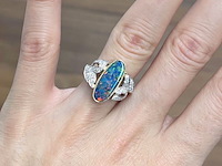 Gouden ring met diamanten en opaal - afbeelding 2 van  6
