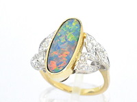 Gouden ring met diamanten en opaal - afbeelding 3 van  6