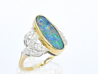 Gouden ring met diamanten en opaal - afbeelding 4 van  6