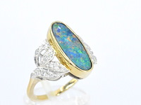 Gouden ring met diamanten en opaal - afbeelding 4 van  5