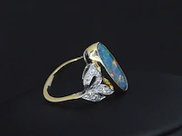 Gouden ring met diamanten en opaal - afbeelding 2 van  6