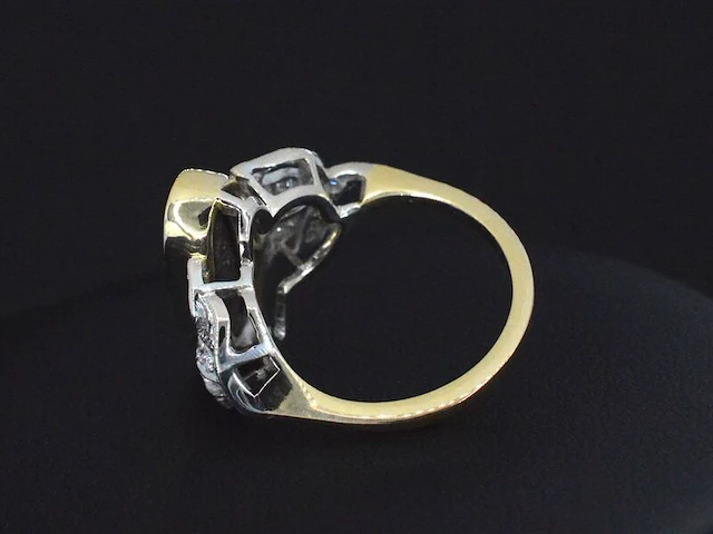 Gouden ring met diamanten en opaal - afbeelding 4 van  6