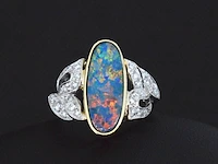 Gouden ring met diamanten en opaal - afbeelding 5 van  6