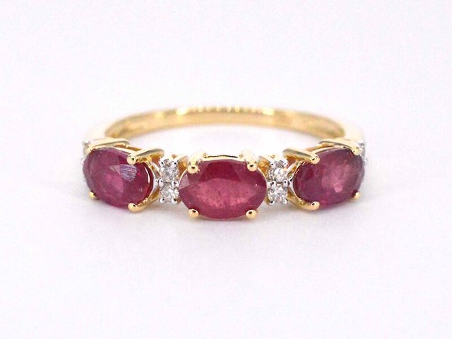 Gouden ring met diamanten en robijn - afbeelding 8 van  11