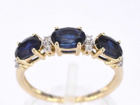 Gouden ring met diamanten en saffier - afbeelding 1 van  10