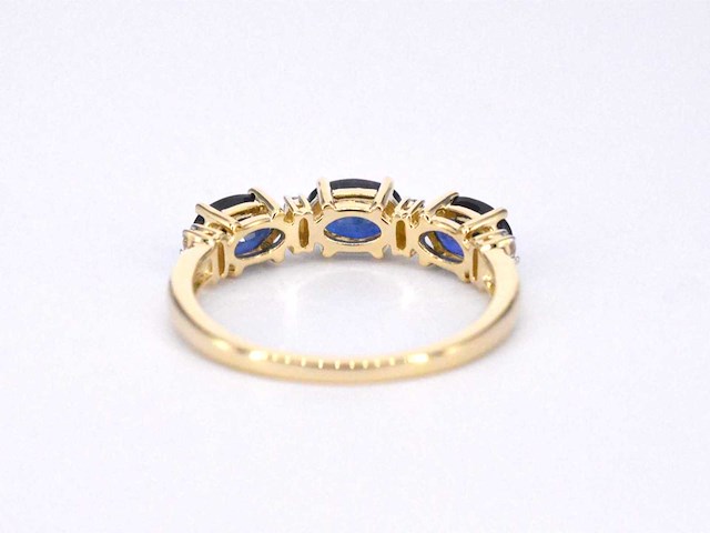 Gouden ring met diamanten en saffier - afbeelding 8 van  10