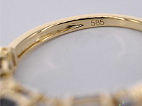 Gouden ring met diamanten en saffier - afbeelding 2 van  10