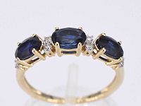 Gouden ring met diamanten en saffier - afbeelding 1 van  10