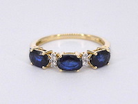 Gouden ring met diamanten en saffier - afbeelding 8 van  10