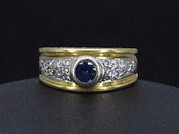 Gouden ring met diamanten en saffier - afbeelding 5 van  7