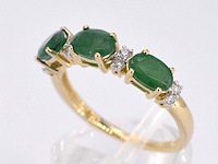 Gouden ring met diamanten en smaragd - afbeelding 6 van  11