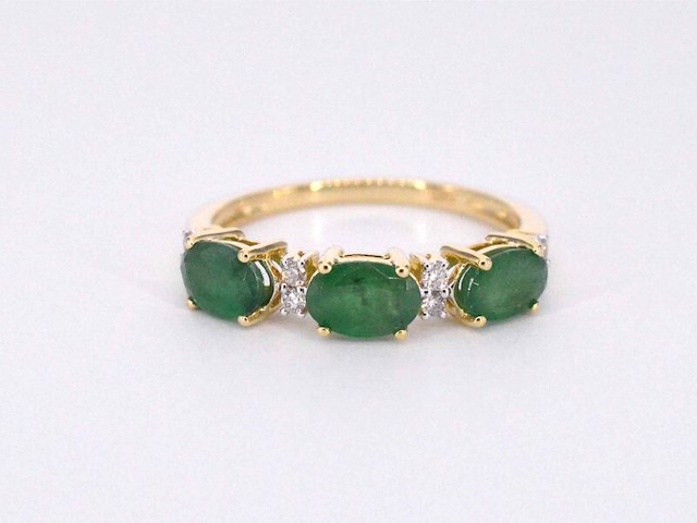 Gouden ring met diamanten en smaragd - afbeelding 8 van  11