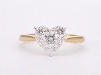 Gouden ring met diamanten in hart vorm - afbeelding 9 van  10