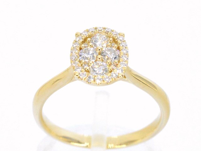 Gouden ring met diamanten in ovaal vorm - afbeelding 1 van  9