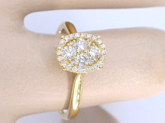 Gouden ring met diamanten in ovaal vorm - afbeelding 4 van  11