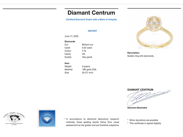 Gouden ring met diamanten ovaal vorm - afbeelding 4 van  10