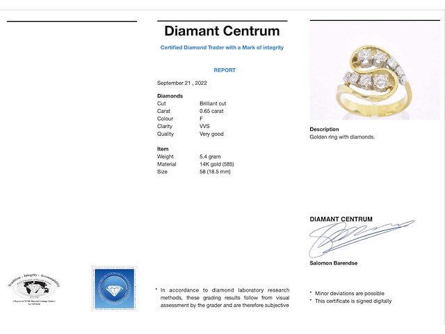 Gouden ring met diamanten - afbeelding 1 van  5