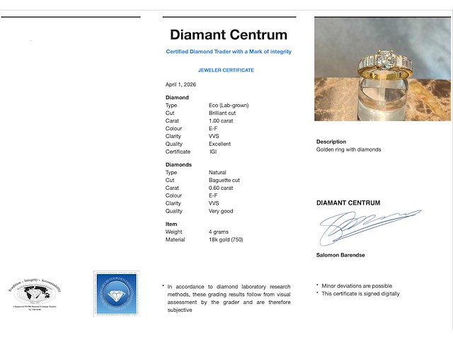 Gouden ring met diamanten - afbeelding 3 van  5